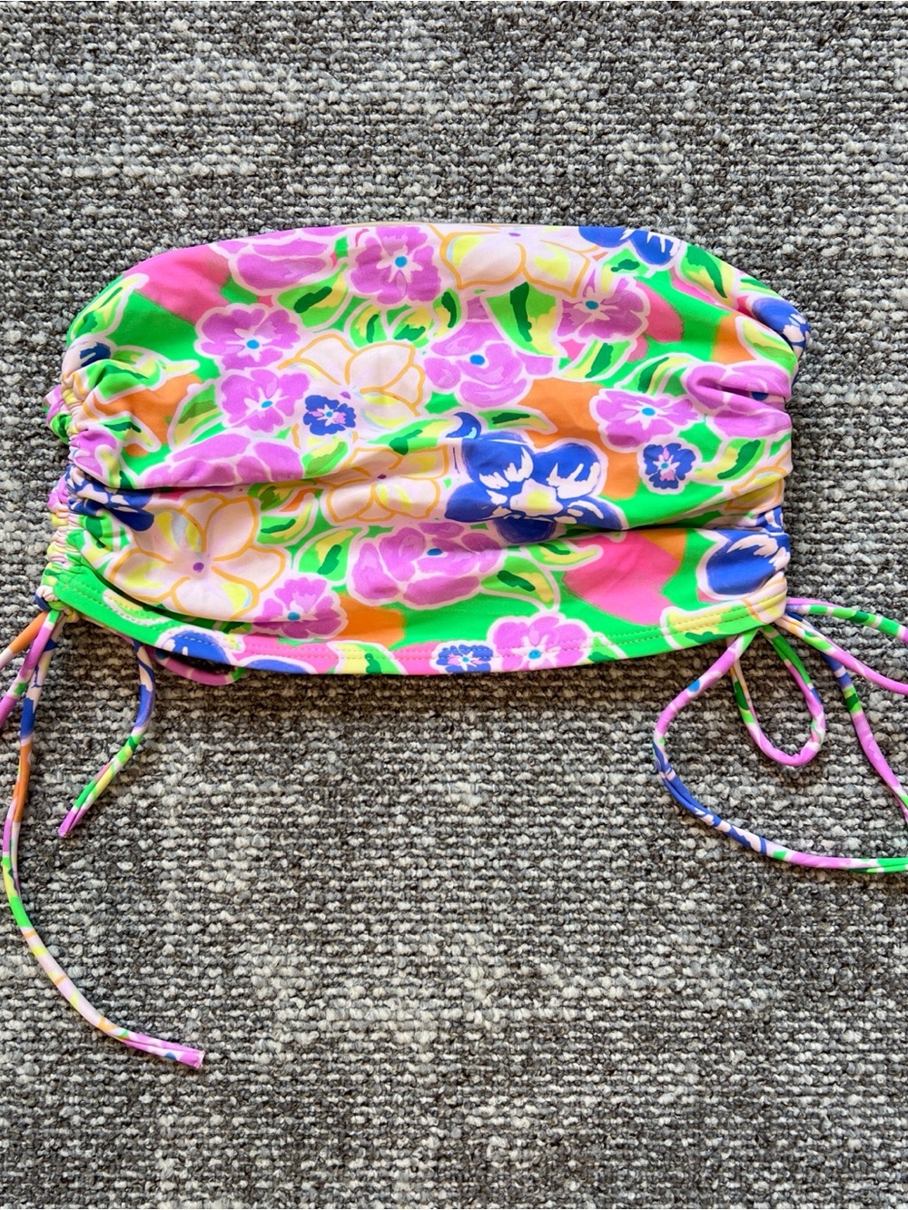 Princess Polly Floral Bandeau Bikini Top in Pink Green Blue Orange